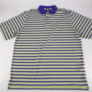 Footjoy FJ Golf Polo Shirt‎ Men's XL Striped Purple Lime Green Short Sleeve
